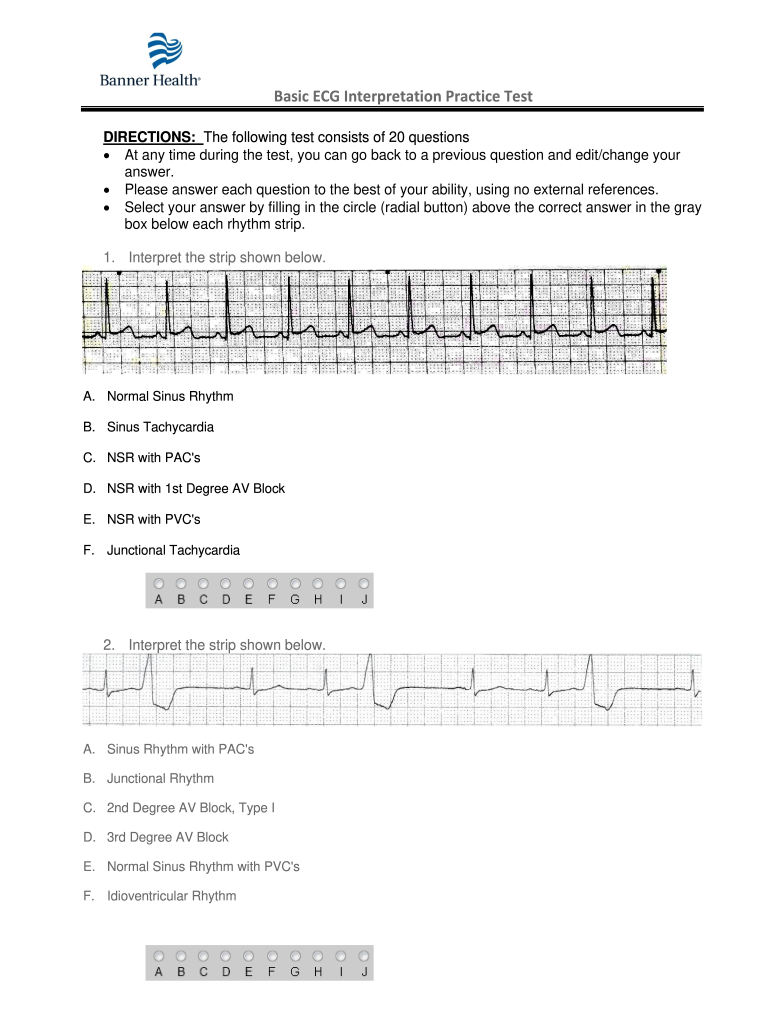 Banner Health Basic ECG Interpretation Practice Form Fill Online Printable Fillable Blank PdfFiller