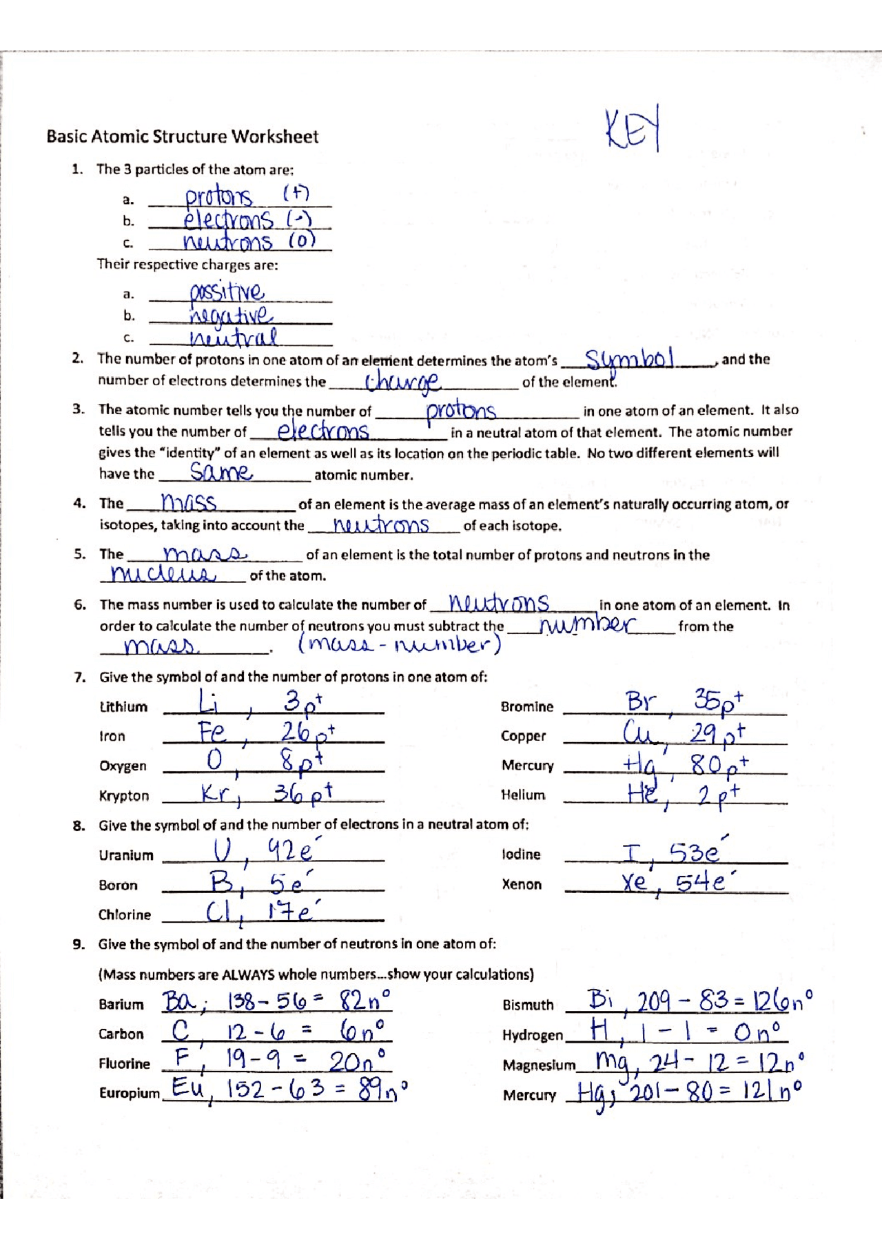 atomic structure worksheet with answers pdf