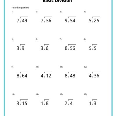 Basic Division Worksheets