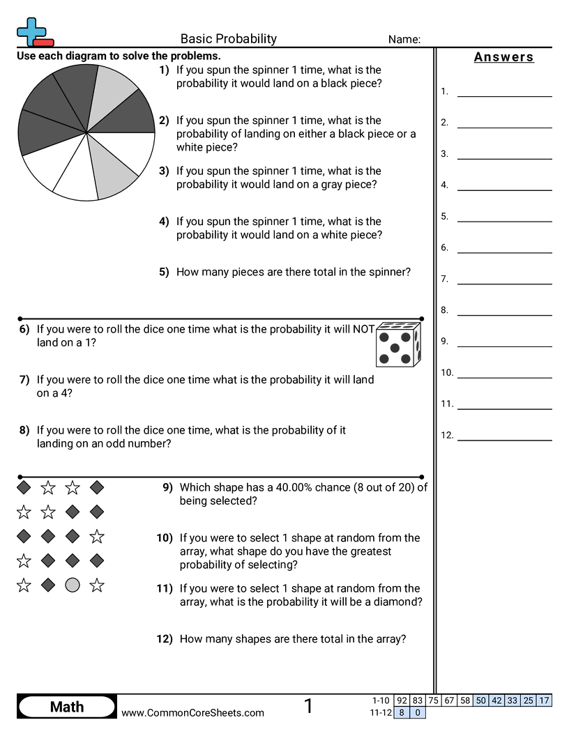 Basic Probability Worksheet Download