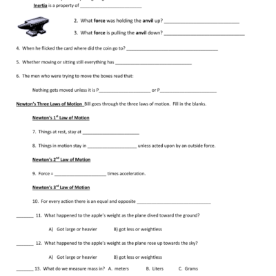 Bill Nye Motion Worksheet Newton s Laws