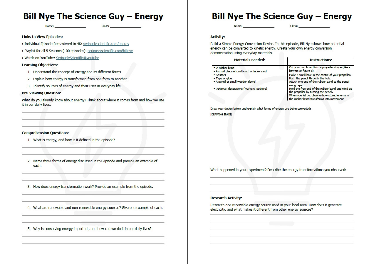 bill nye energy worksheet pdf