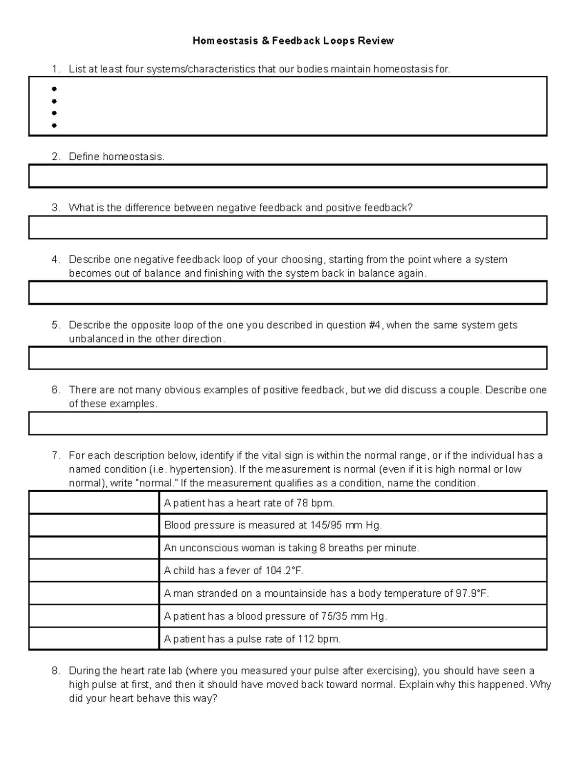 BIOL 101 Homeostasis Feedback Loops Review Notes Studocu