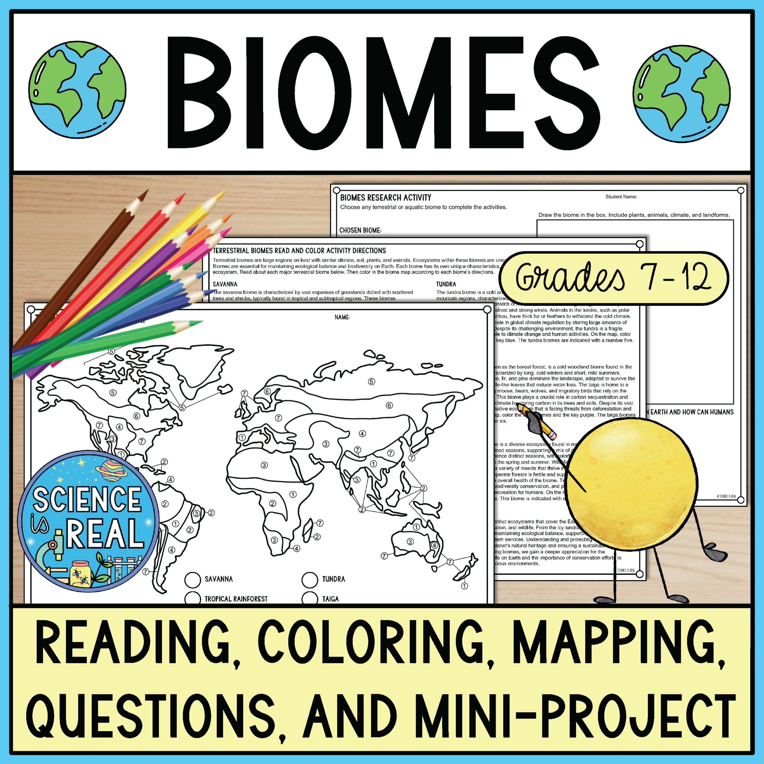 Biomes Color By Number Map Reading And Worksheets Classful
