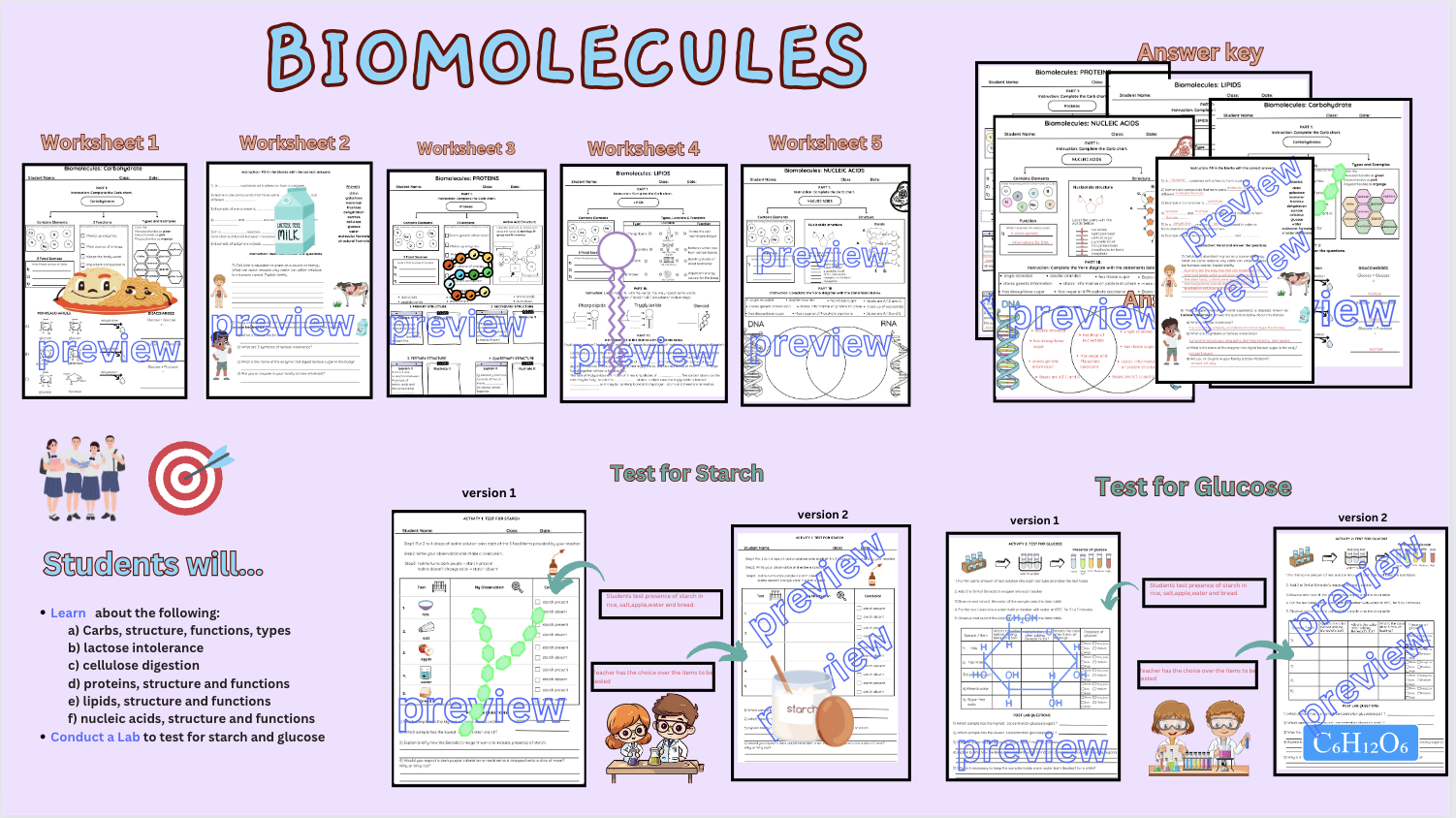 BIOMOLECULES Carbs Proteins Lipids And Nucleic Acids Teaching Resources BIOMOLECULES Carbs Proteins Lipids And Nucleic Acids Teaching Resources