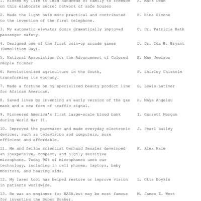 Black History Our History Worksheet WordMint