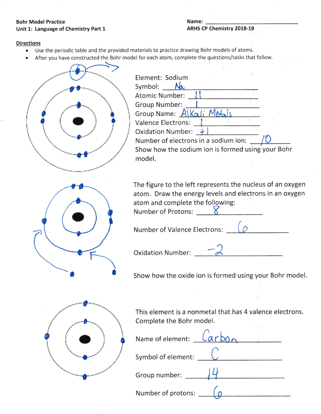 Bohr Model Key pdf Exercises Chemistry Docsity Bohr Model Key pdf Exercises Chemistry Docsity