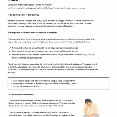 Boredom During Recovery CBT Worksheet