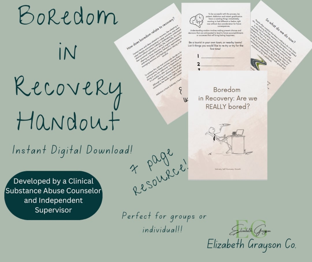 Boredom In Recovery Therapy Handout digital Download Etsy Israel Boredom In Recovery Therapy Handout digital Download Etsy Israel
