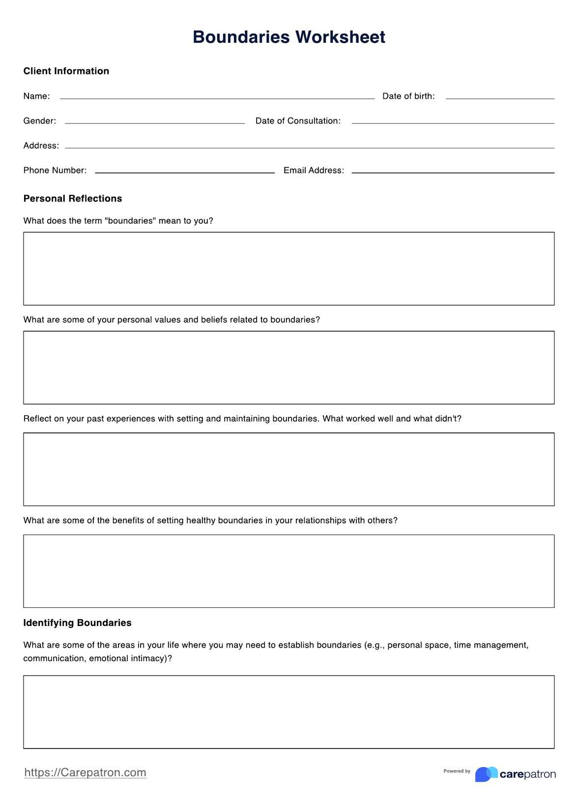 Boundaries Worksheet