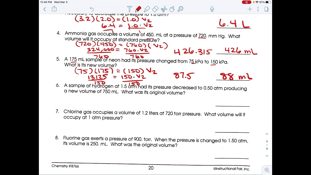 Boyle s Law Worksheet Walkthrough YouTube