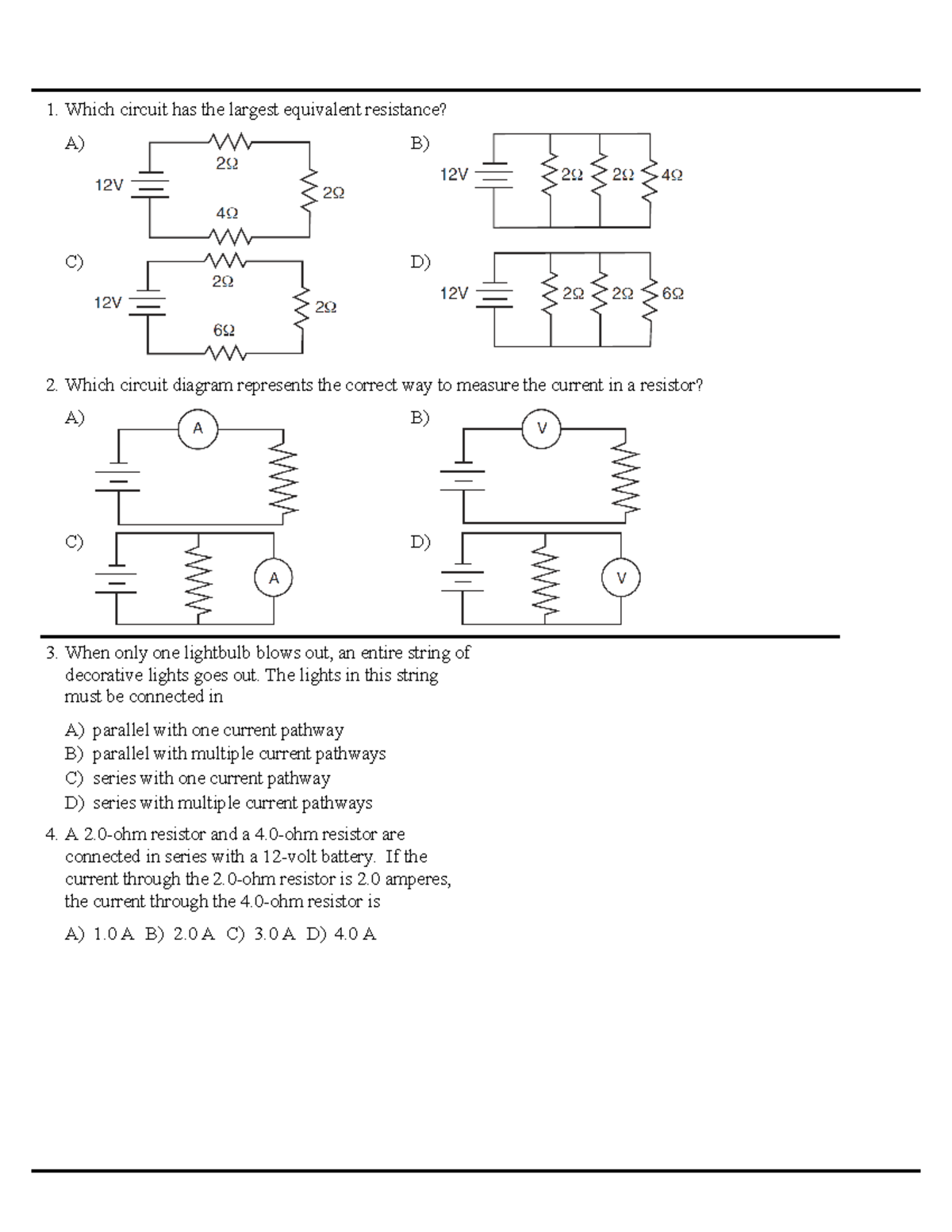 equivalent resistance worksheet answers