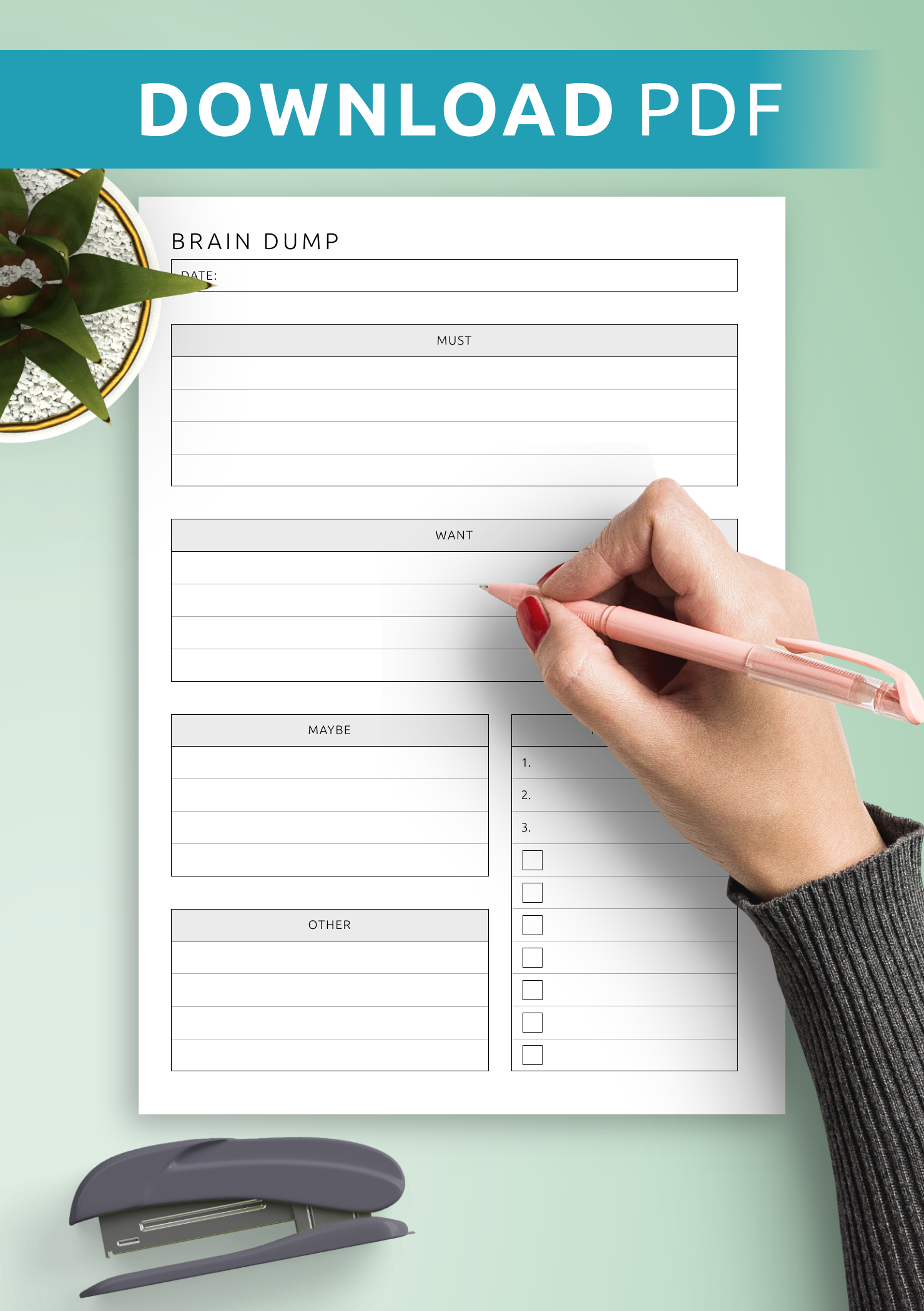 brain dump worksheet pdf brain dump worksheet pdf
