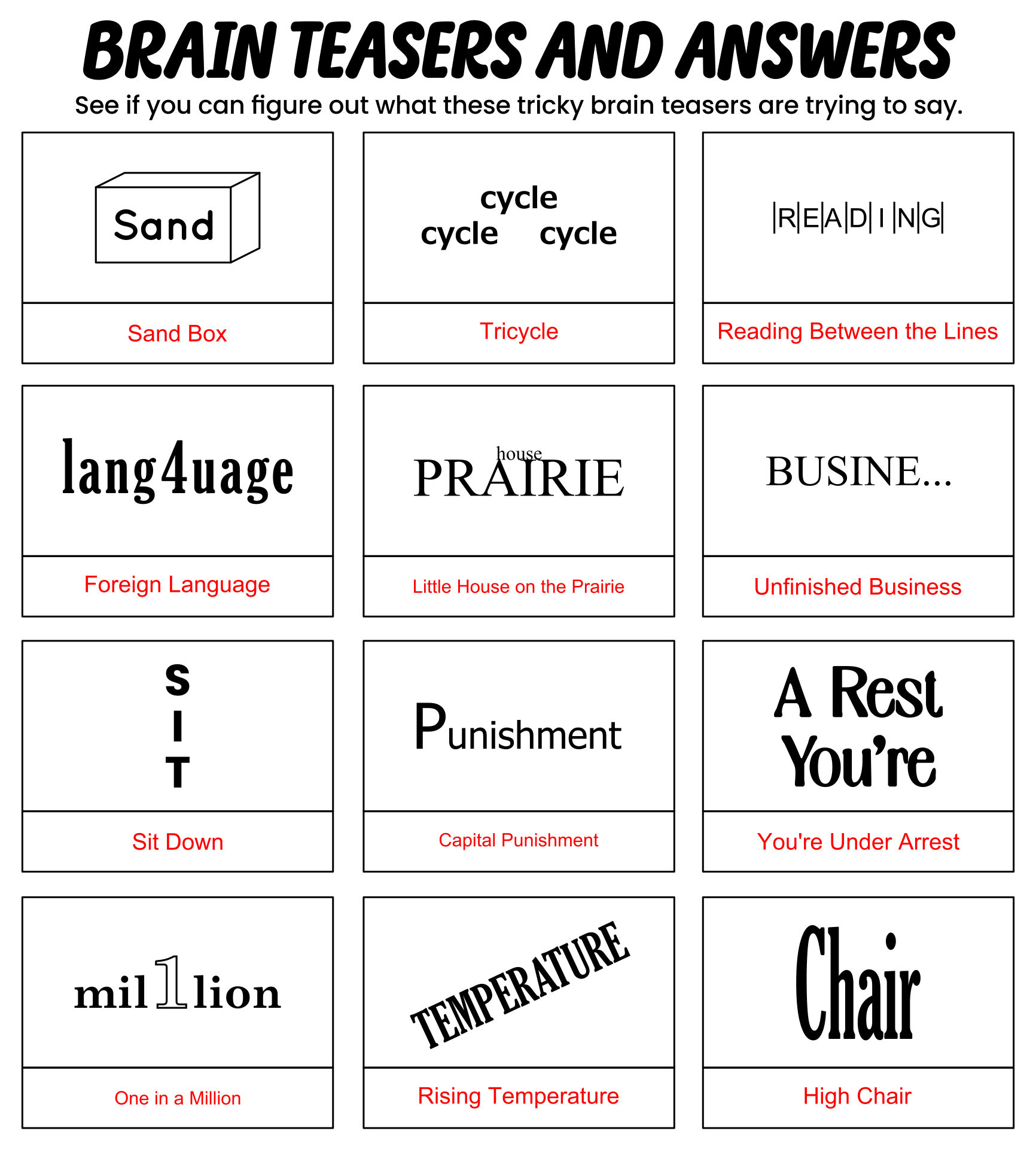 Brain Teasers And Answers 13 Free PDF Printables Printablee Brain Teasers And Answers 13 Free PDF Printables Printablee