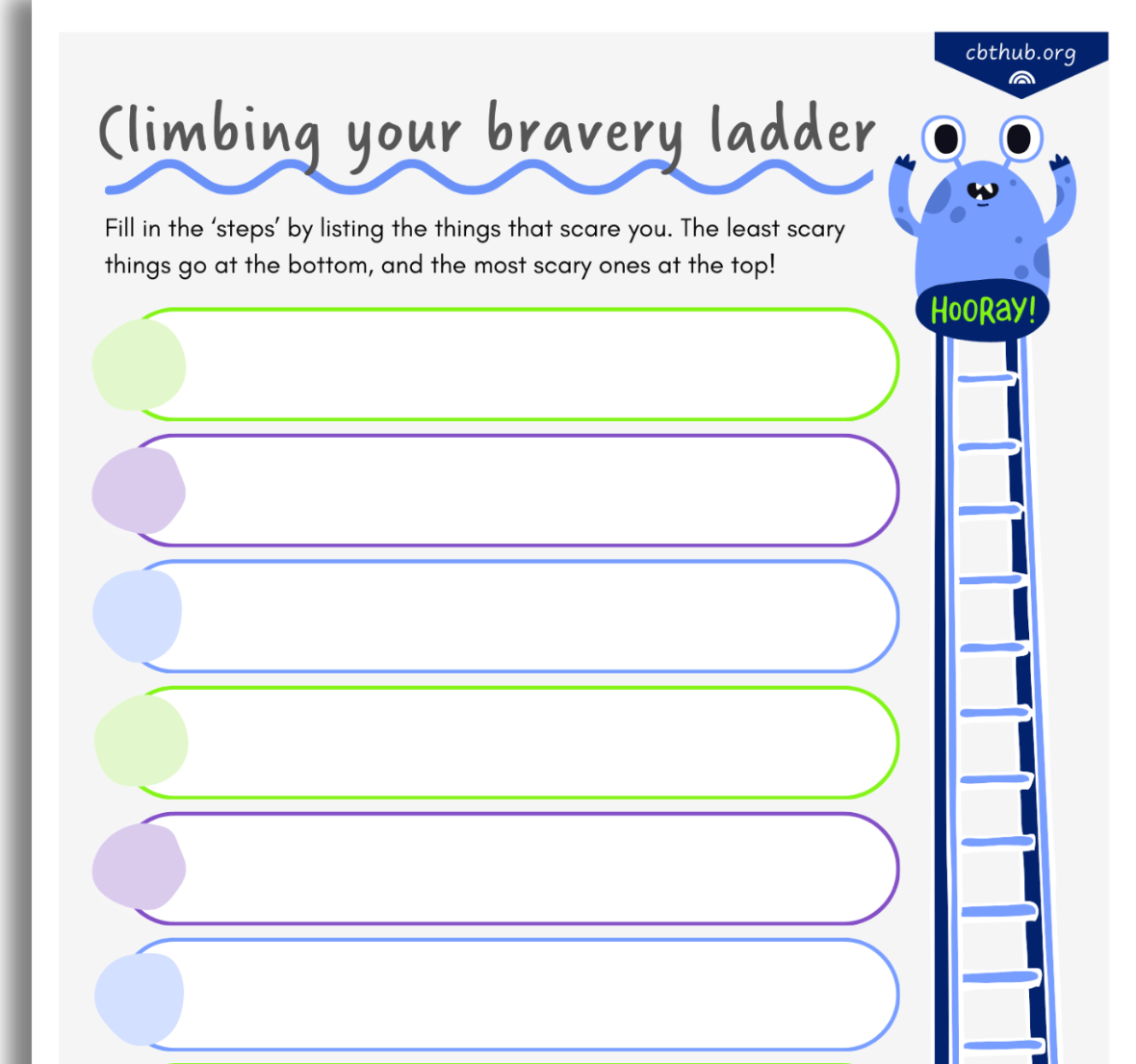 Bravery Ladder CBT Template For Children Bravery Ladder CBT Template For Children