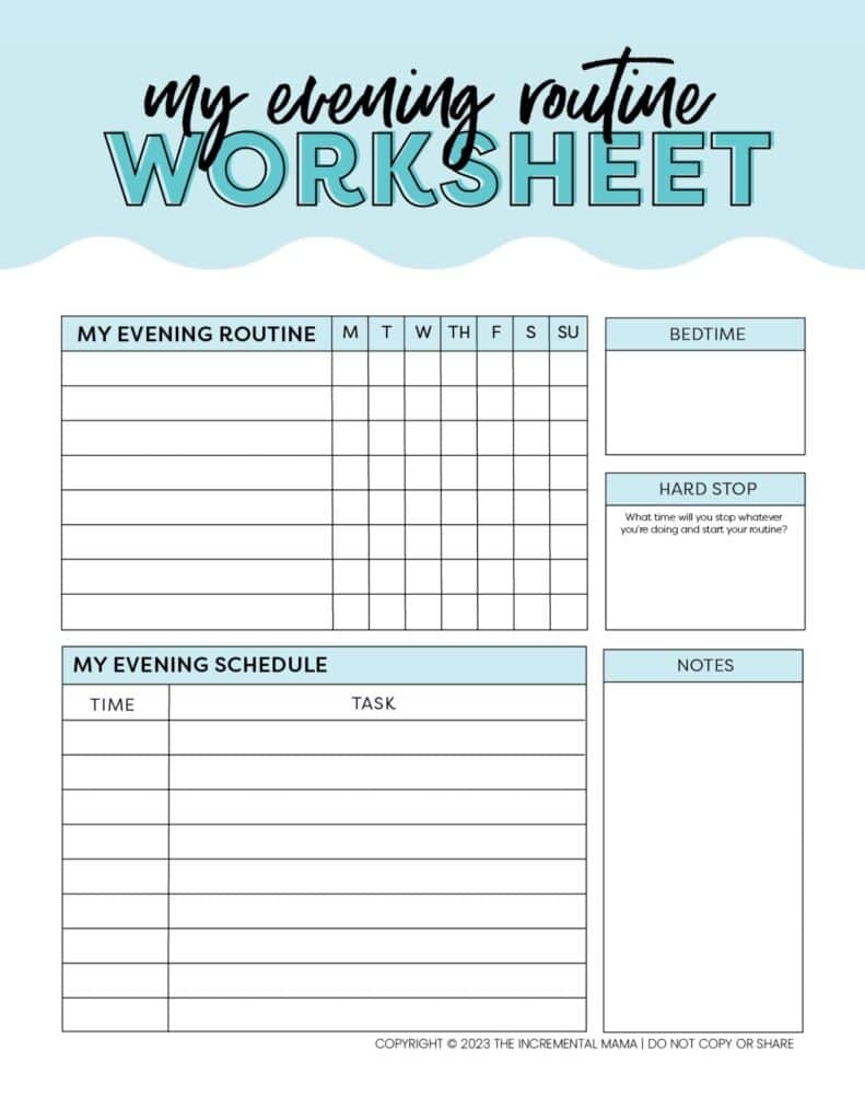 Build A Healthy Adult Bedtime Routine Free Worksheet The Incremental Mama