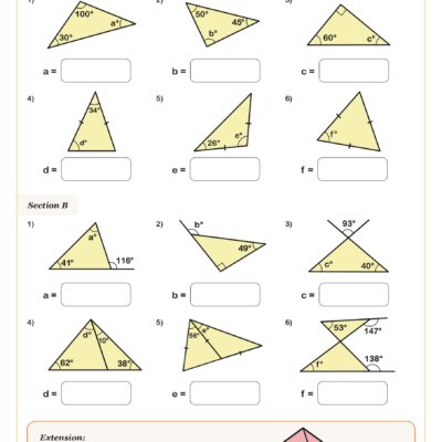 Calculating Angles In Triangles Worksheet 4th Grade PDF Worksheets Cazoom Math