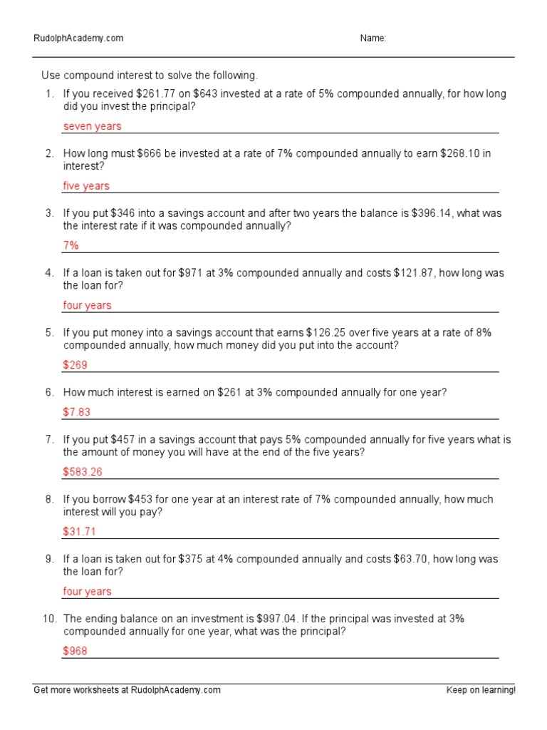 Calculating Interest Worksheets Worksheets Library