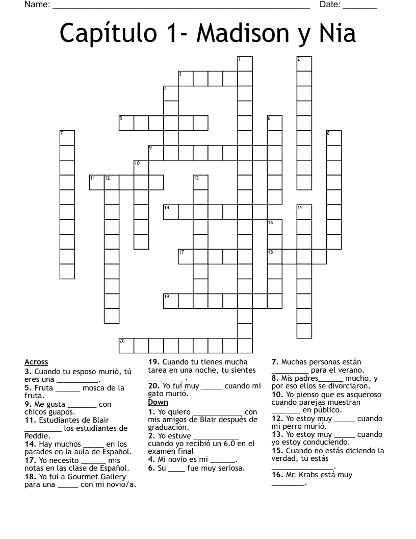 Cap tulo 1 Madison Y Nia Crossword WordMint