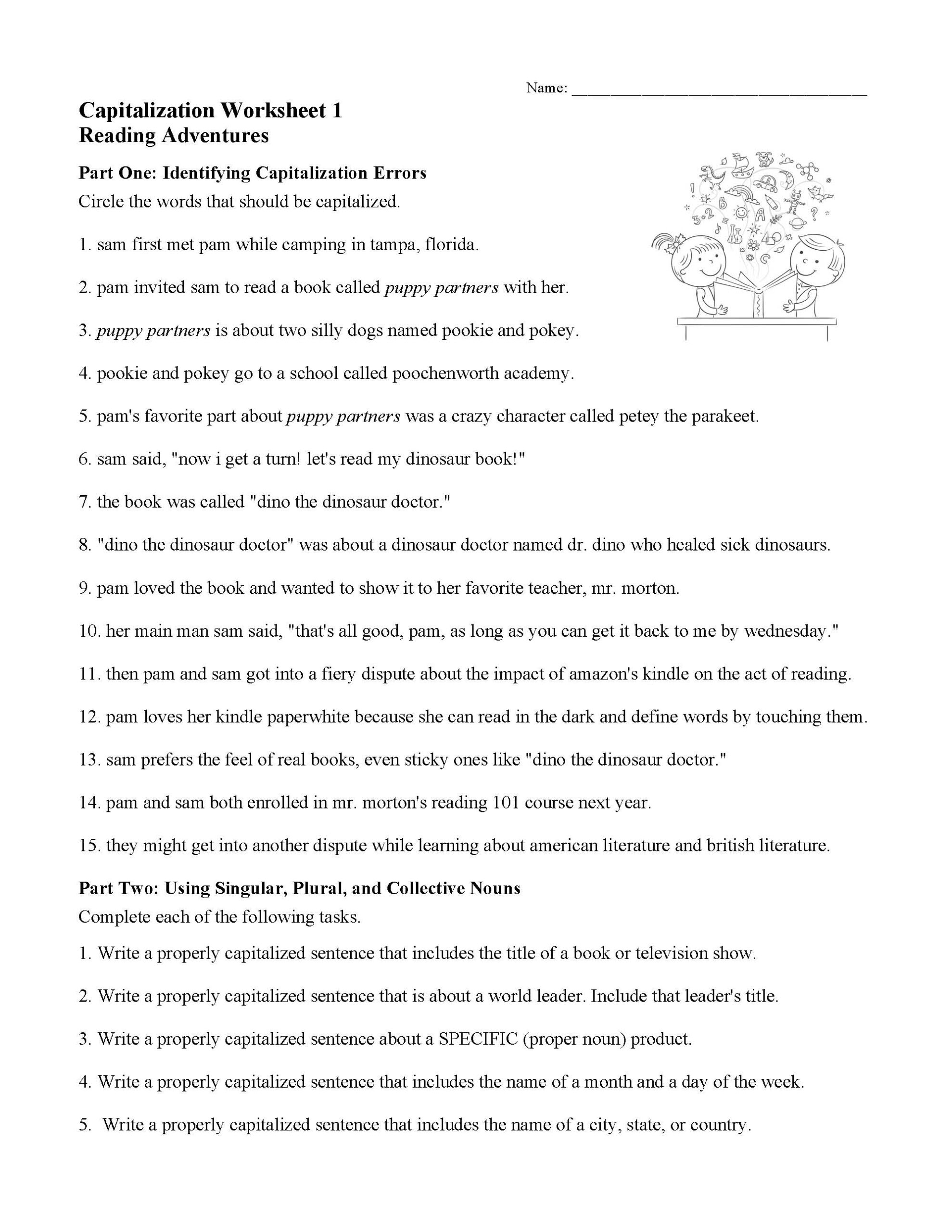 Capitalization Worksheet 1 Grammar Activity