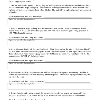 Characterizations Worksheet 1 Reading Activity