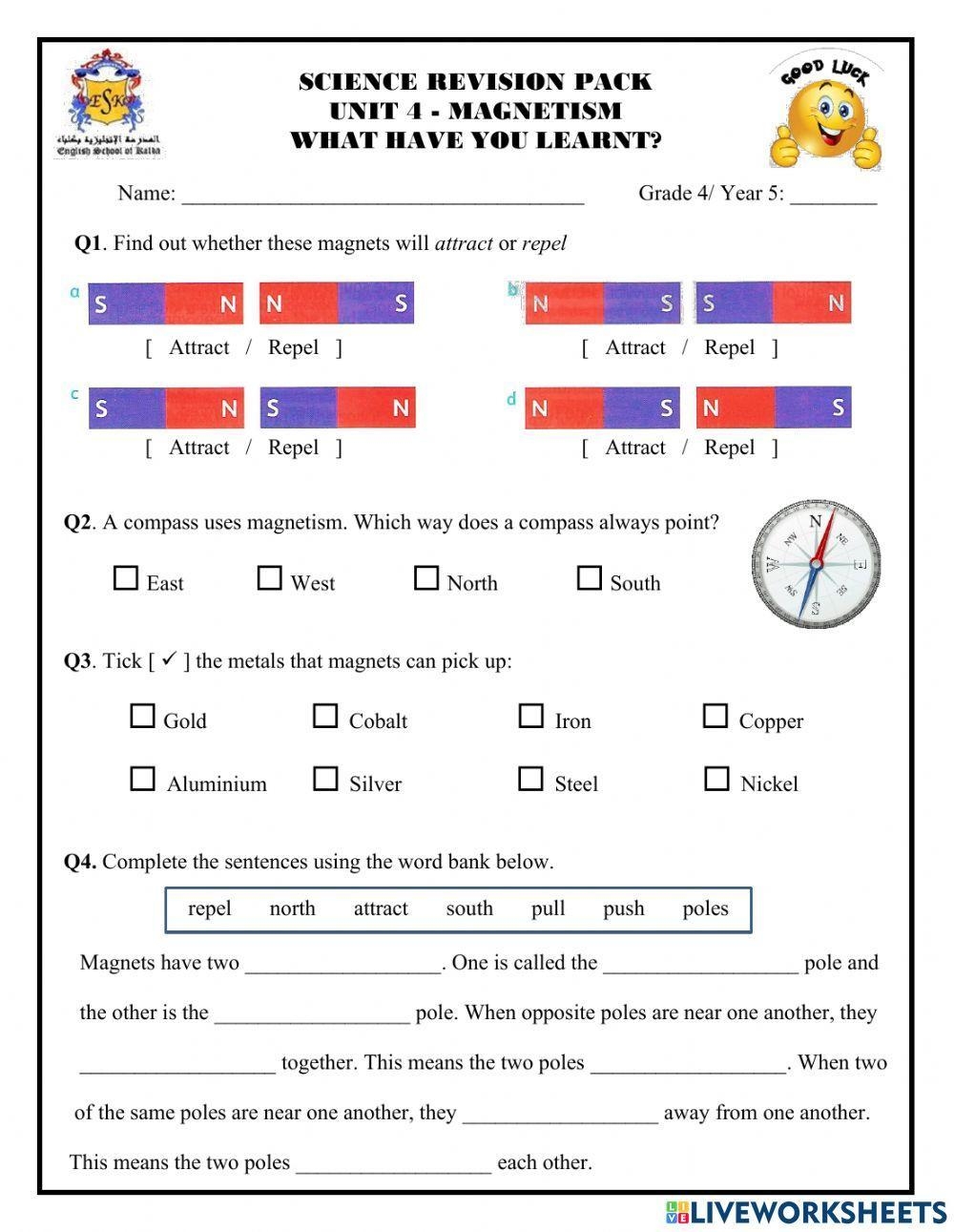Cheap Magnetism 4th Grade Worksheet Online EasyTeaching Resources For Teaching Primary School Cheap Magnetism 4th Grade Worksheet Online EasyTeaching Resources For Teaching Primary School
