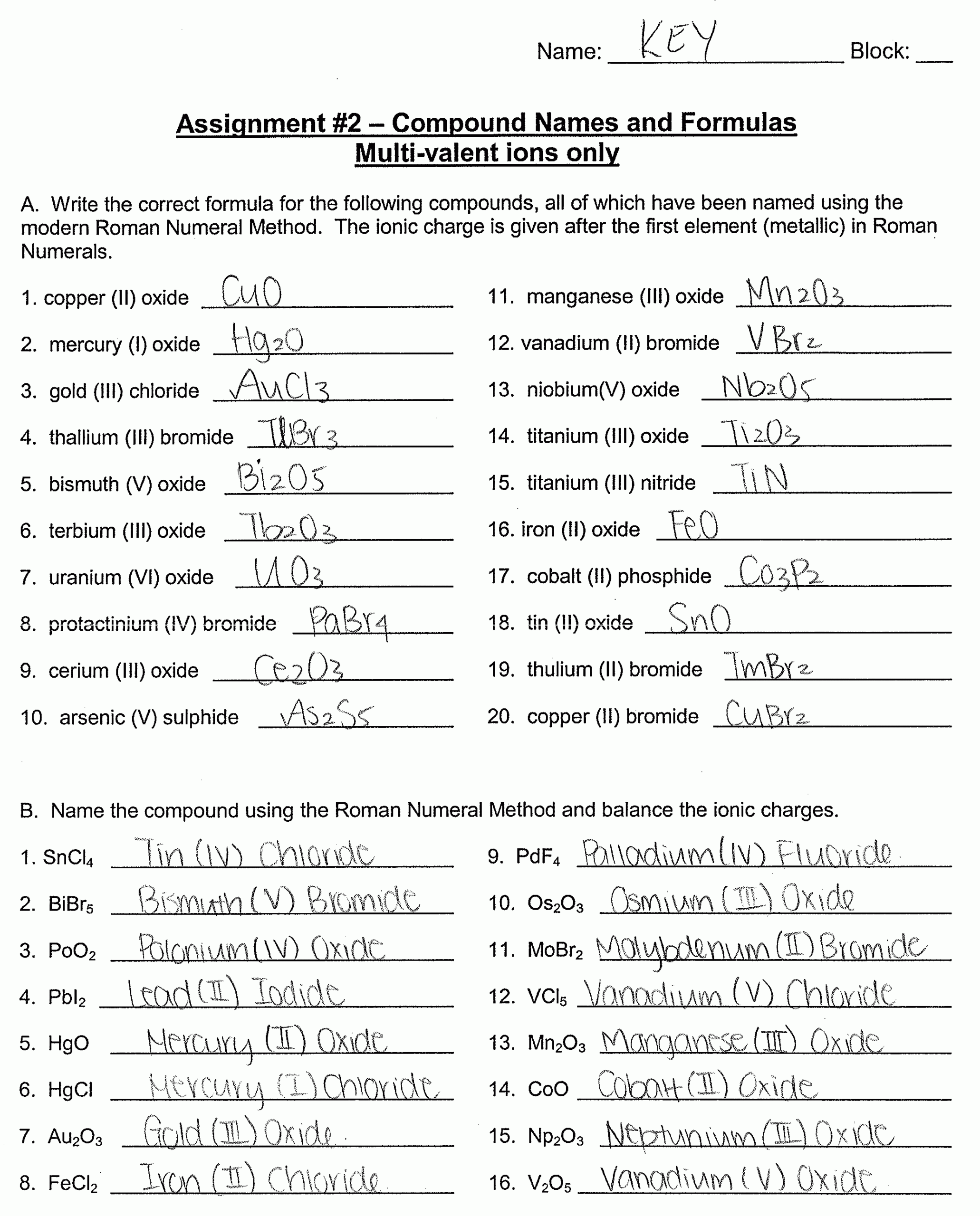 Chemistry Ionic Compounds Polyatomic Ions Worksheets Answers Worksheets Library