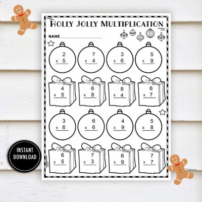 Christmas Worksheet Multiplication math Worksheets Winter Worksheets Math Multiplication Times Tables Practice Etsy