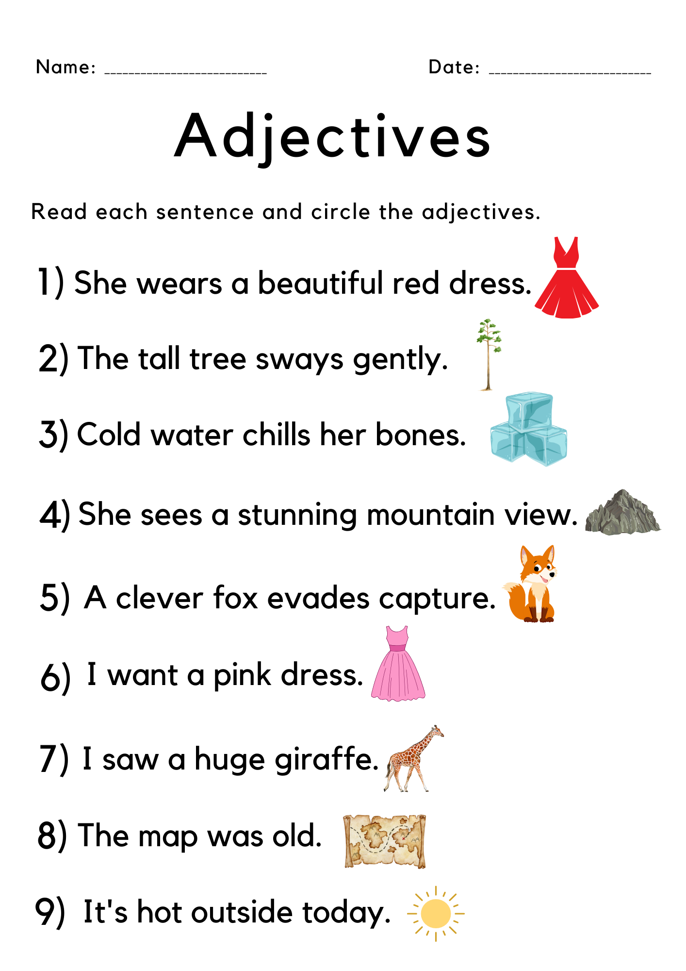 adjectives worksheets with answers