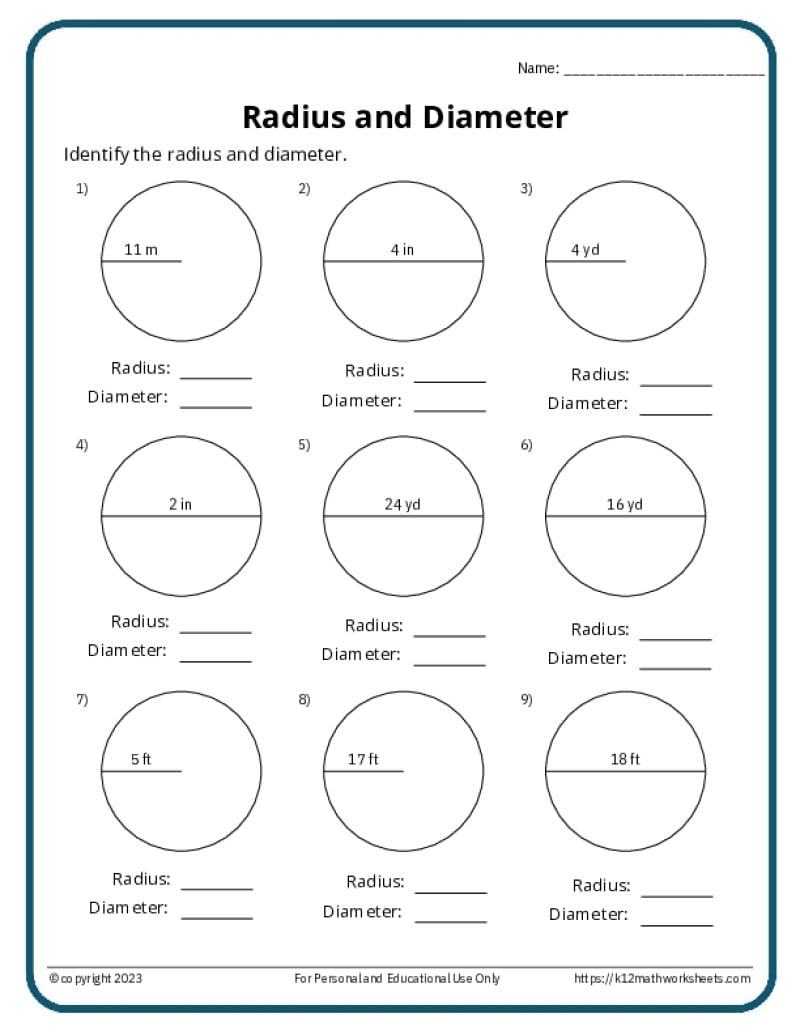 Circles Worksheets K12 Math Worksheets Circles Worksheets K12 Math Worksheets