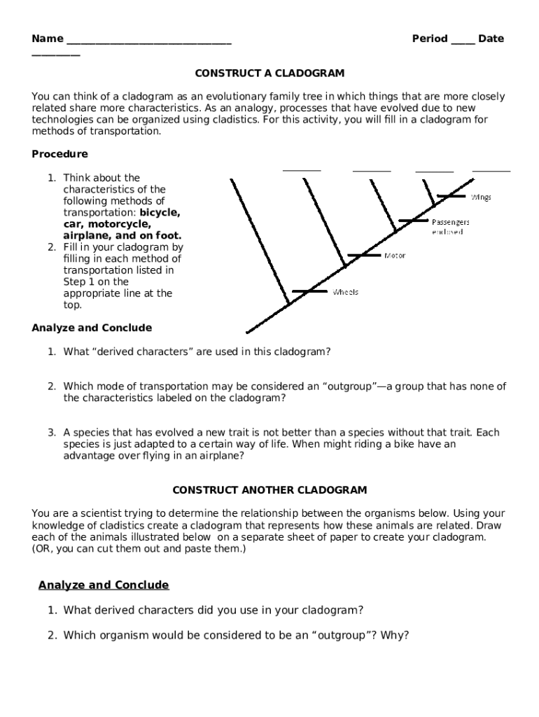 Cladogram Worksheet With Answers Pdf Doc Template PdfFiller