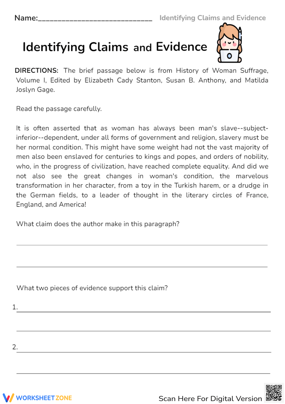 Claim Evidence Reasoning Worksheets Printable