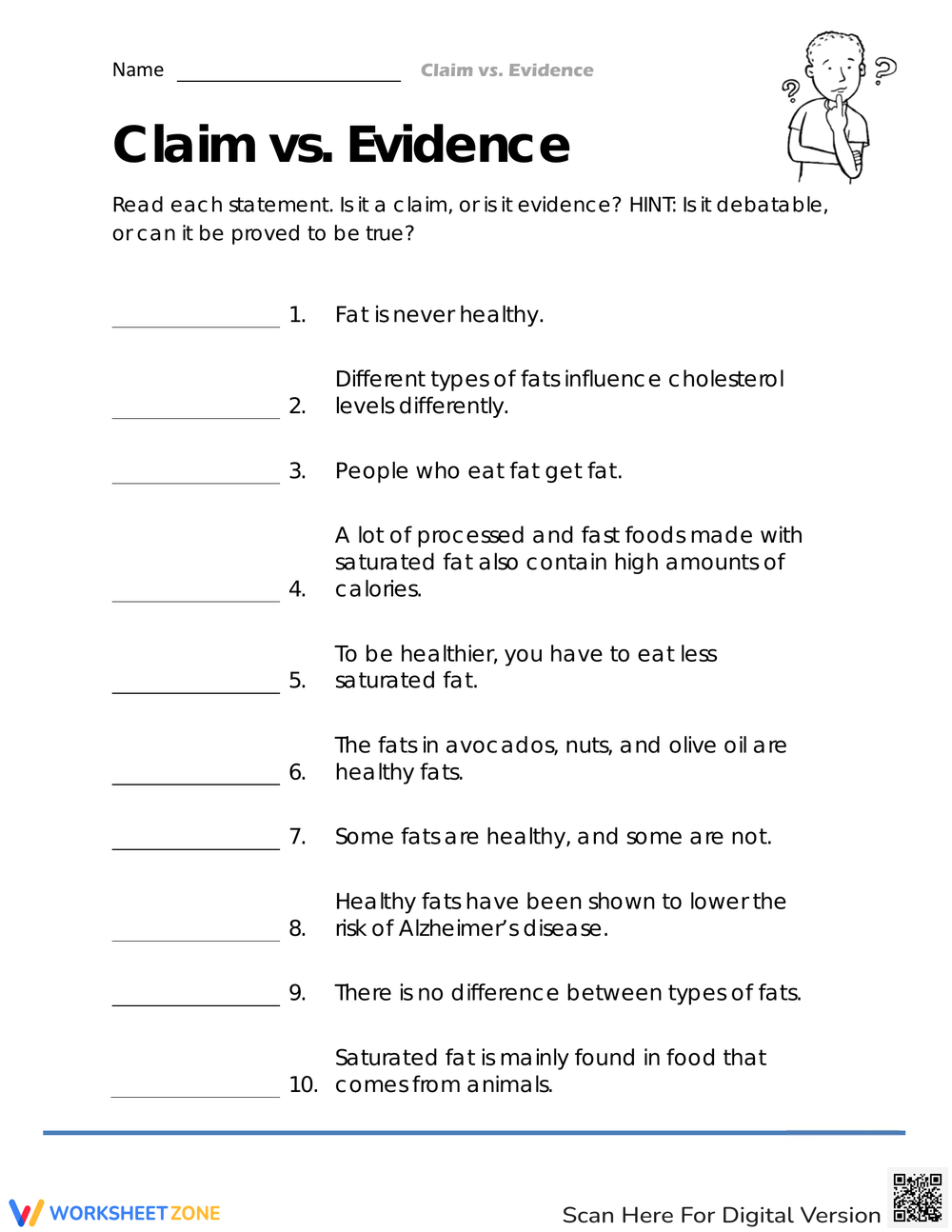 Claim Evidence Reasoning Worksheets Printable