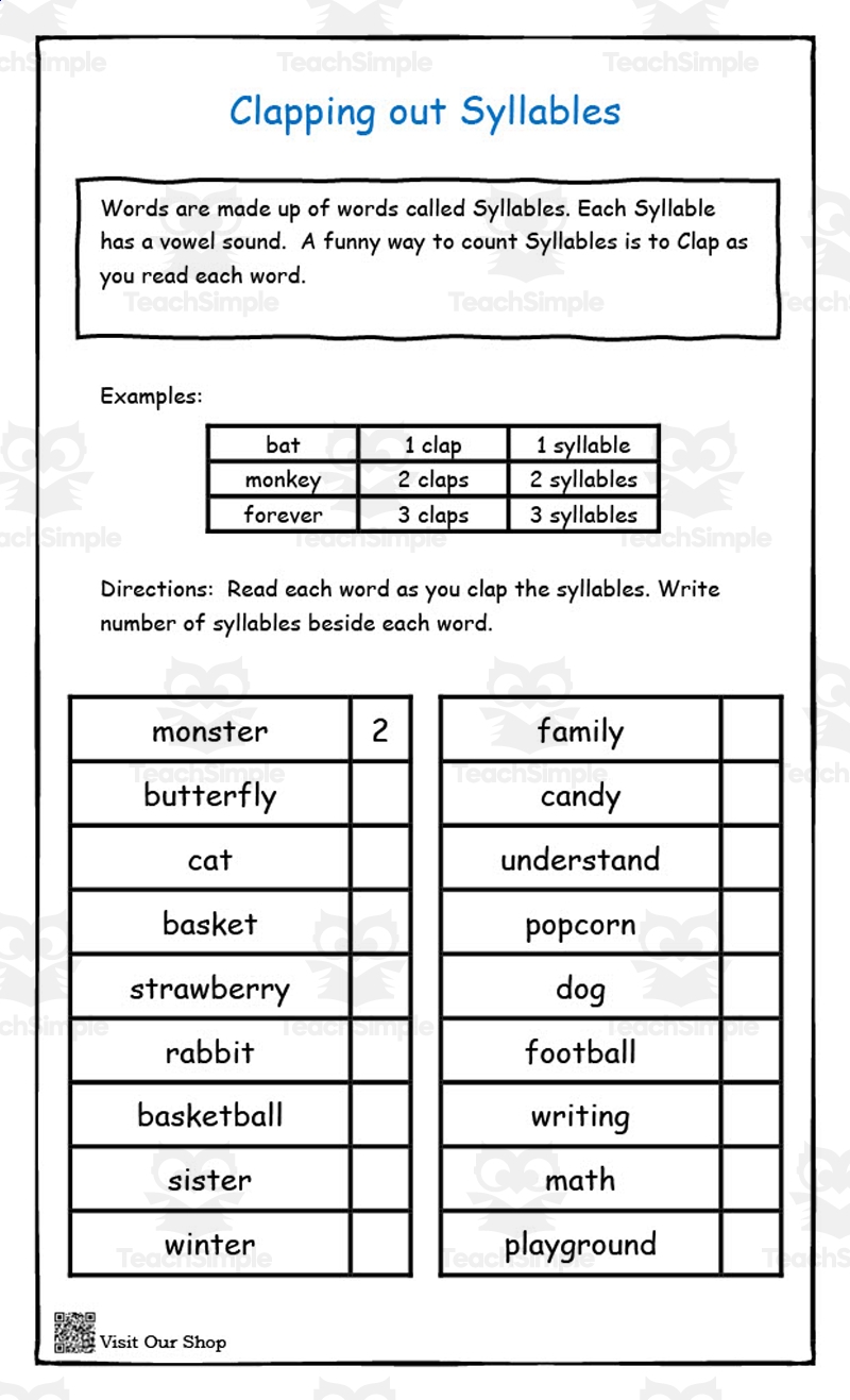 Clapping Out Syllables Printable By Teach Simple Clapping Out Syllables Printable By Teach Simple