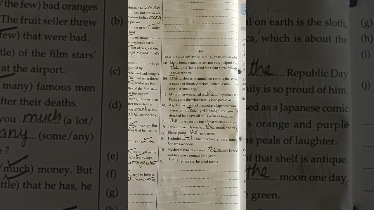 Class 9th Bravia Grammar Book Ch 1 Determiners Worksheet Solution Subscribe For More YouTube