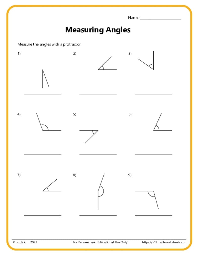Classify And Measure Angles K12 Math Worksheets