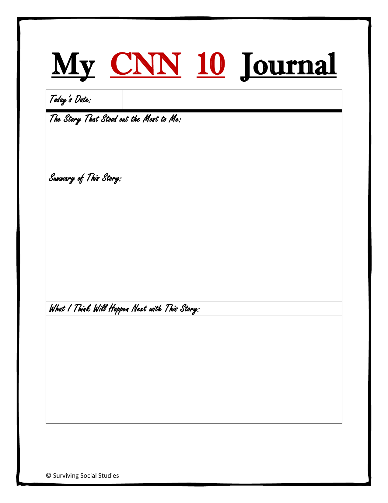 CNN 10 Journal News Summary Prediction Template CNN 10 Journal News Summary Prediction Template