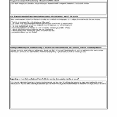 Codependency Worksheets