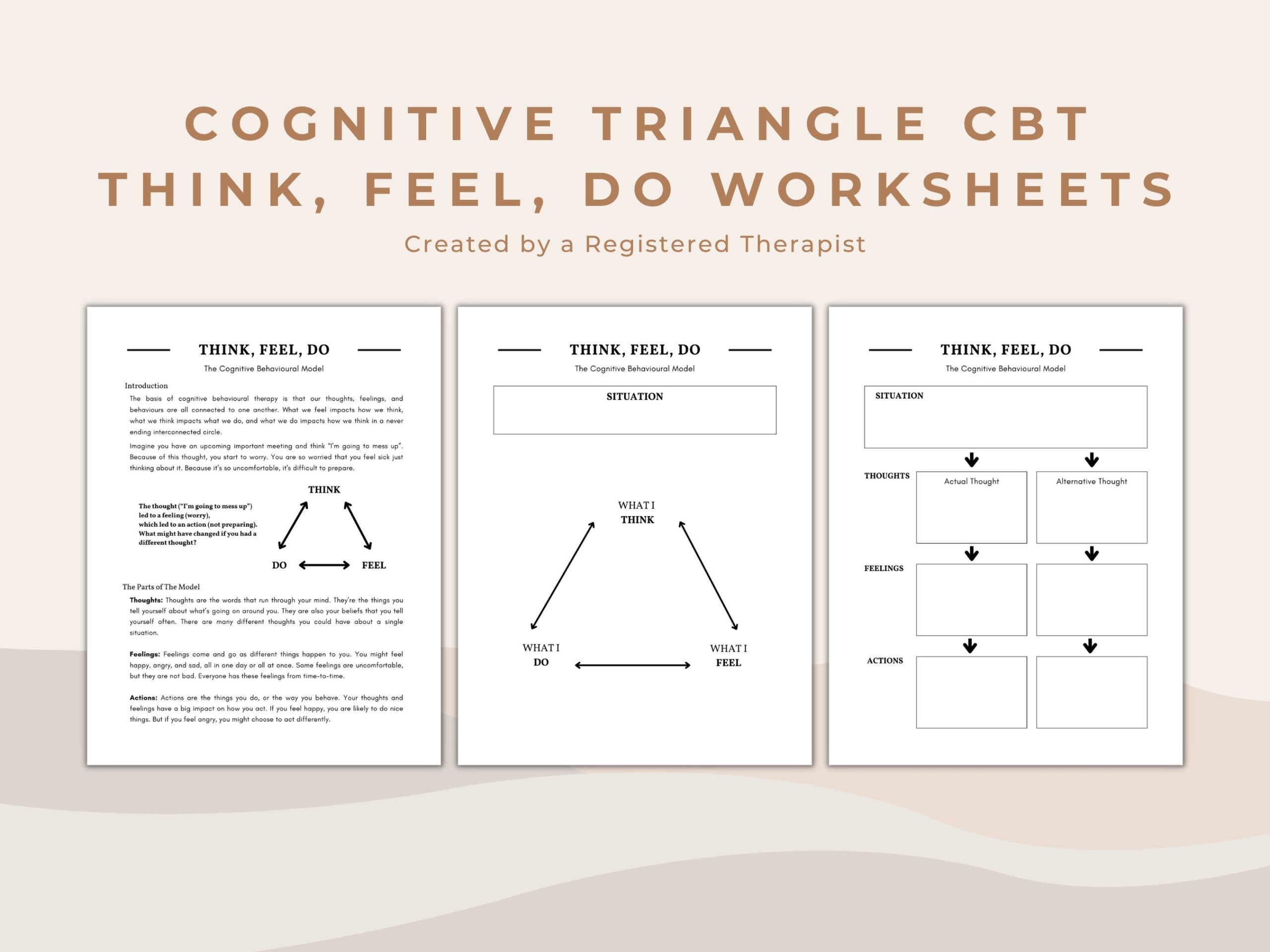 Cognitive Triangle CBT Worksheets Think Feel Do PDF Download Etsy Norway