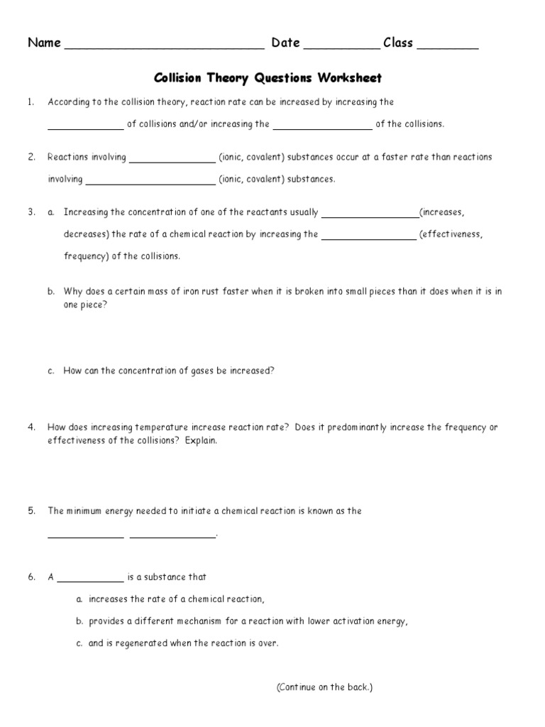collision theory 16.1 worksheet answers