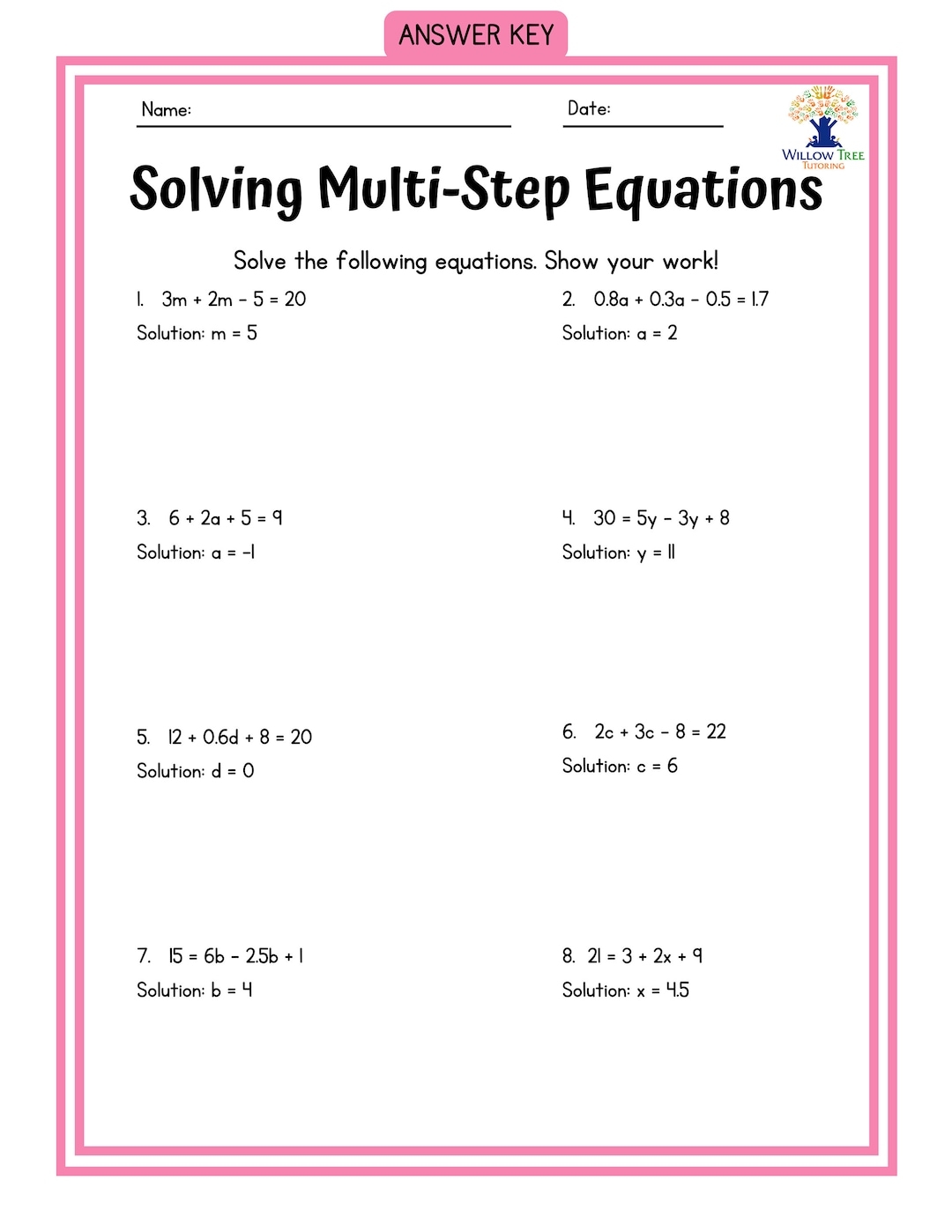 Colorful Solving Multi step Equations Tiered Worksheets Etsy Colorful Solving Multi step Equations Tiered Worksheets Etsy