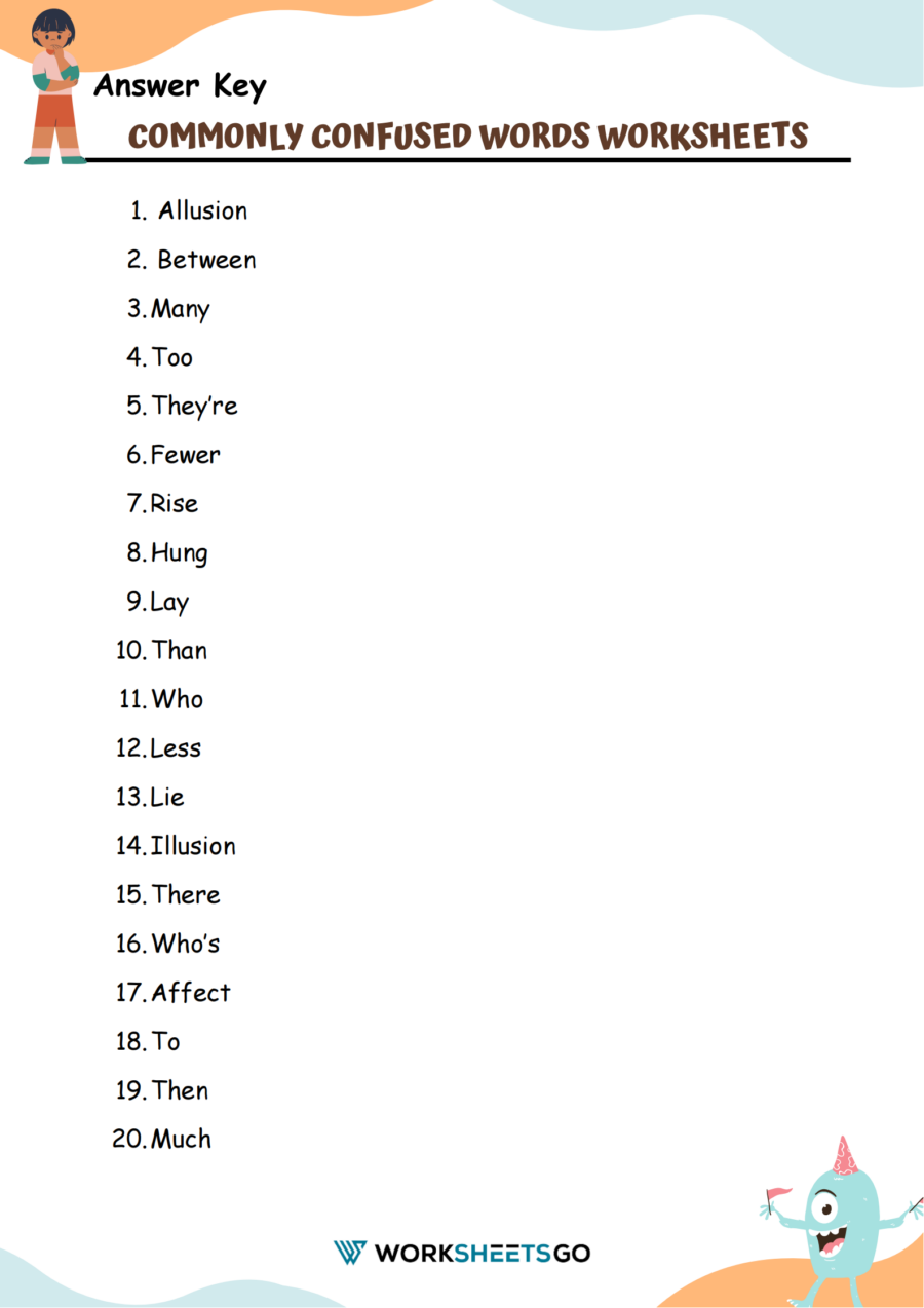 commonly confused words worksheet pdf