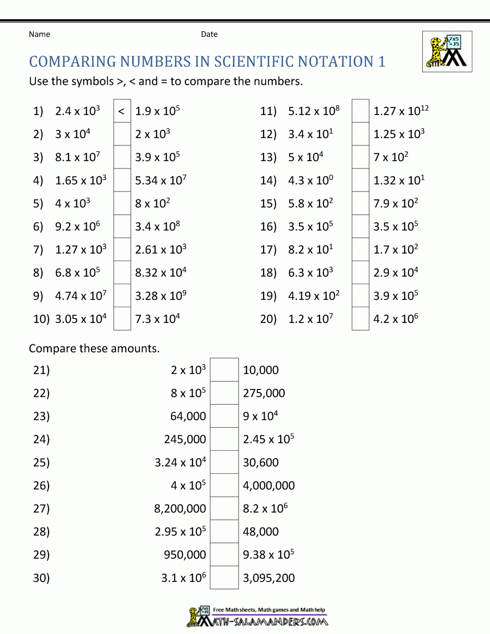 Comparing Numbers In Scientific Notation Support Page Comparing Numbers In Scientific Notation Support Page