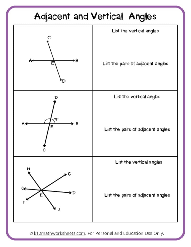 Complementary Supplementary Vertical And Adjacent Angles