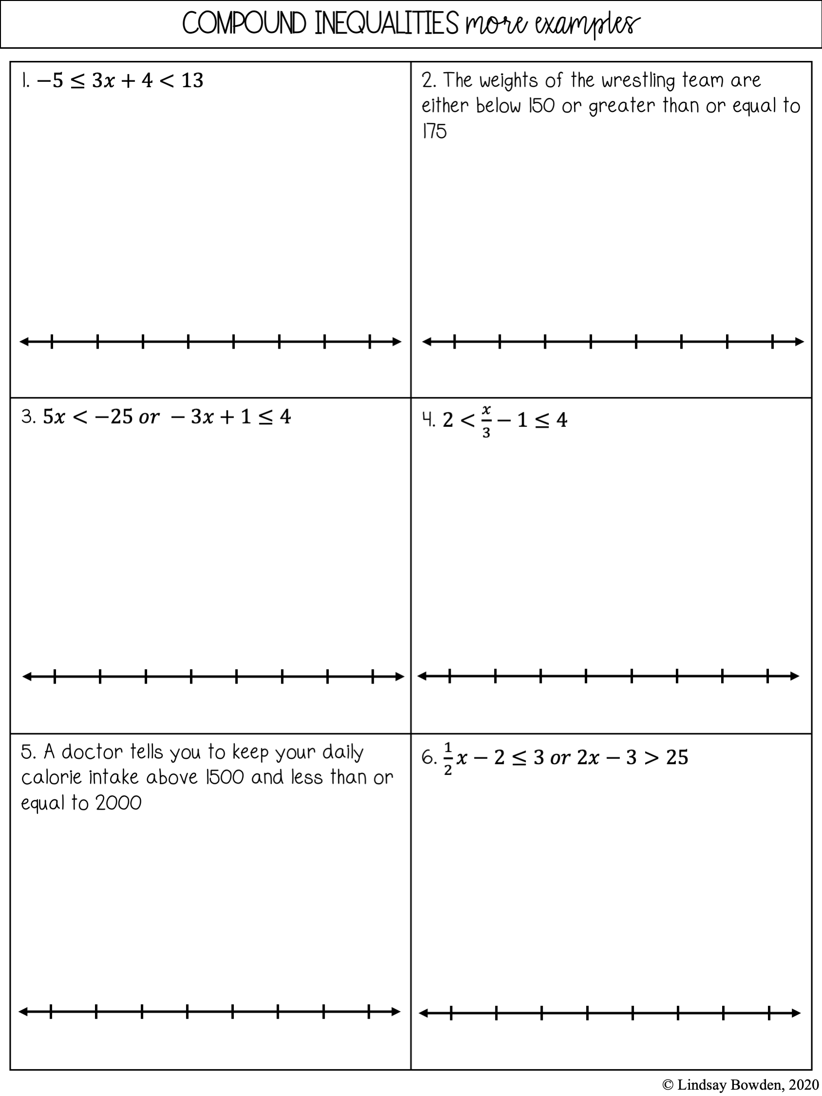 Compound Inequalities Notes And Worksheets Lindsay Bowden Worksheets Library Compound Inequalities Notes And Worksheets Lindsay Bowden Worksheets Library