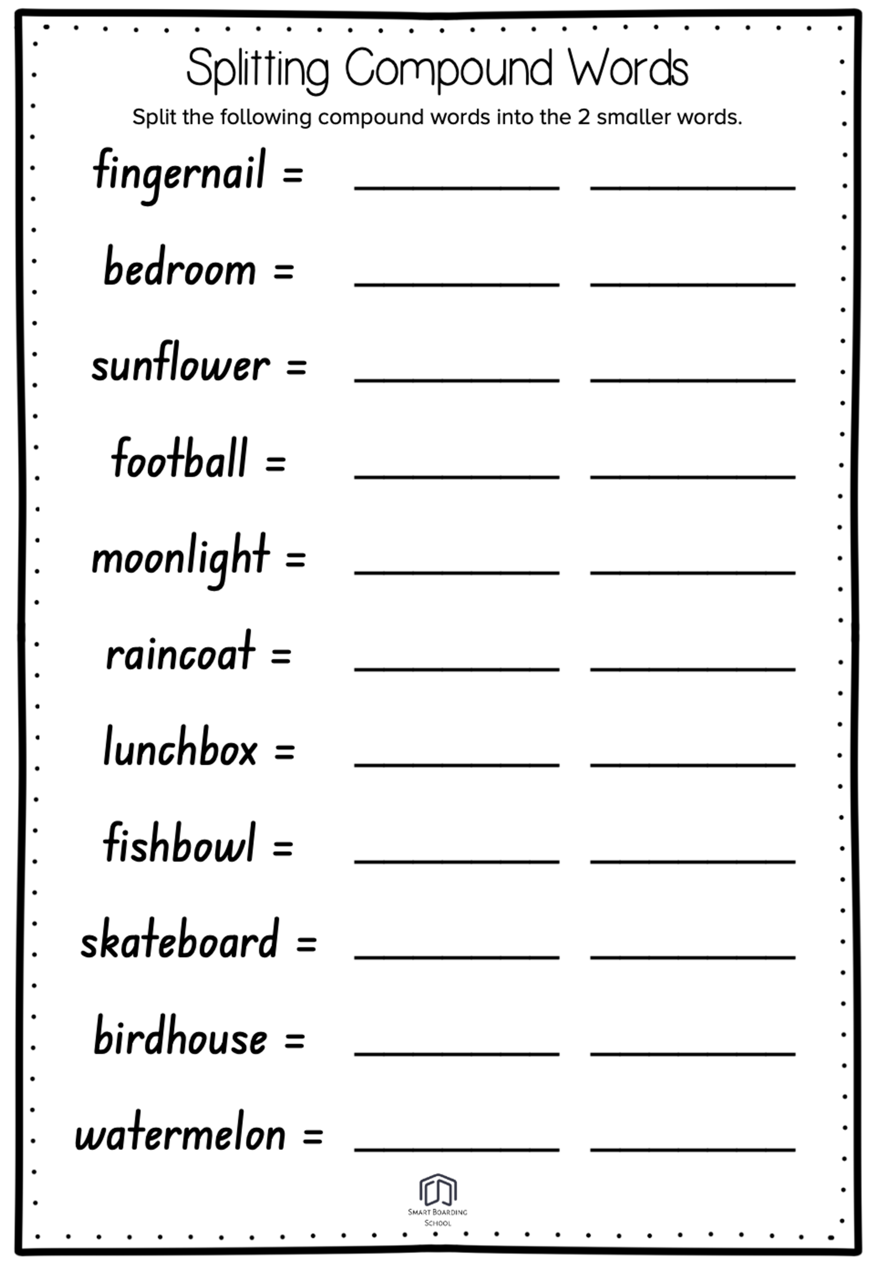 Compound Words Worksheets Compound Words Worksheets