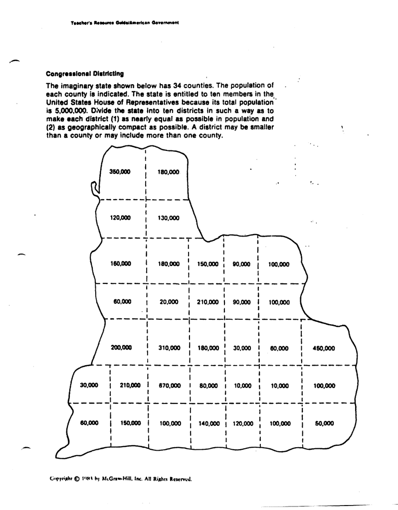 Congressional Districting Worksheet Apportionment Gerrymandering Congressional Districting Worksheet Apportionment Gerrymandering