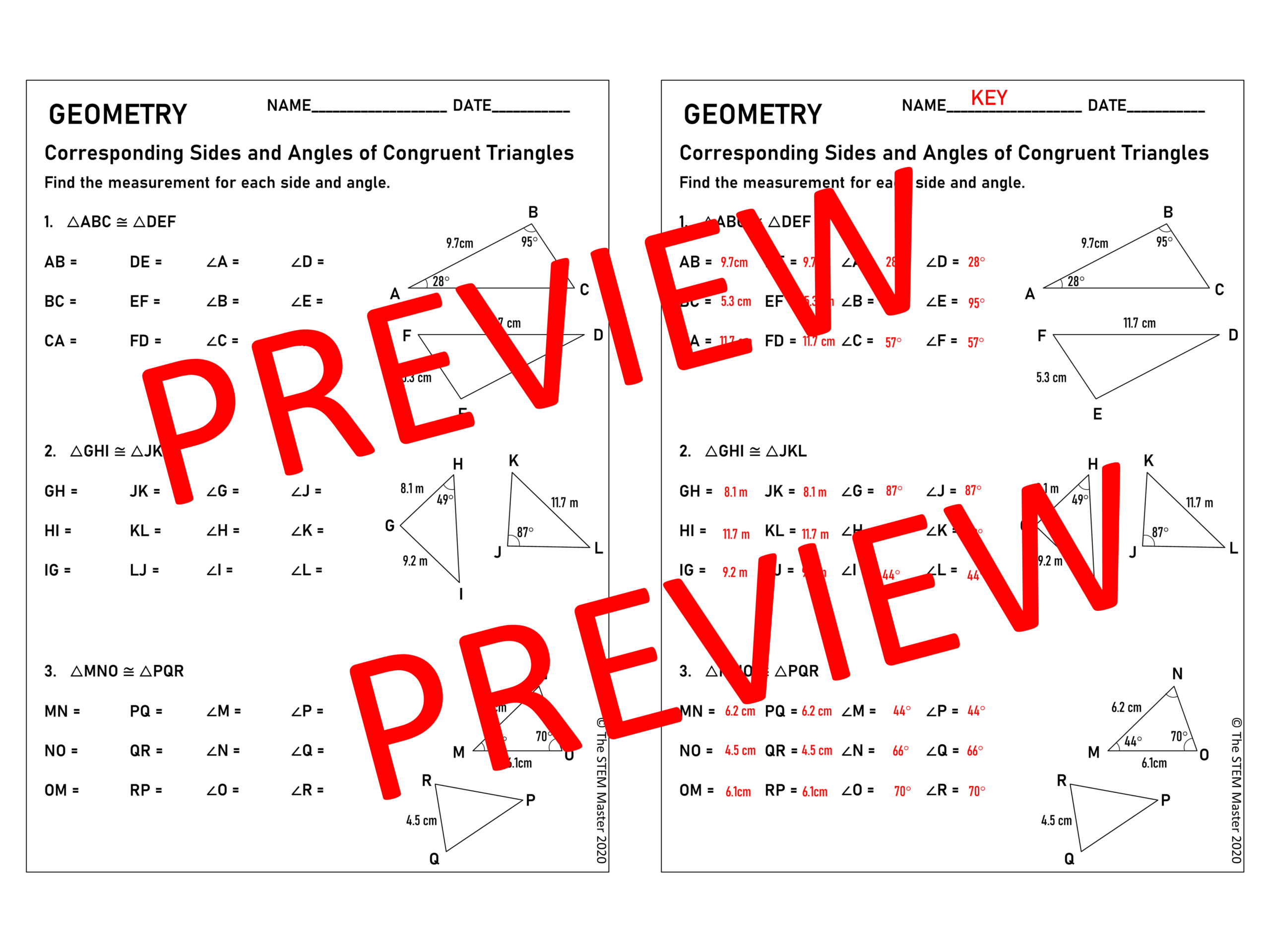 Congruent Triangles Worksheet 7 G 1 Made By Teachers Congruent Triangles Worksheet 7 G 1 Made By Teachers
