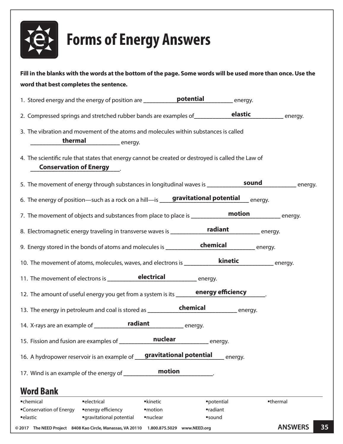 conservation of energy worksheet answers conservation of energy worksheet answers