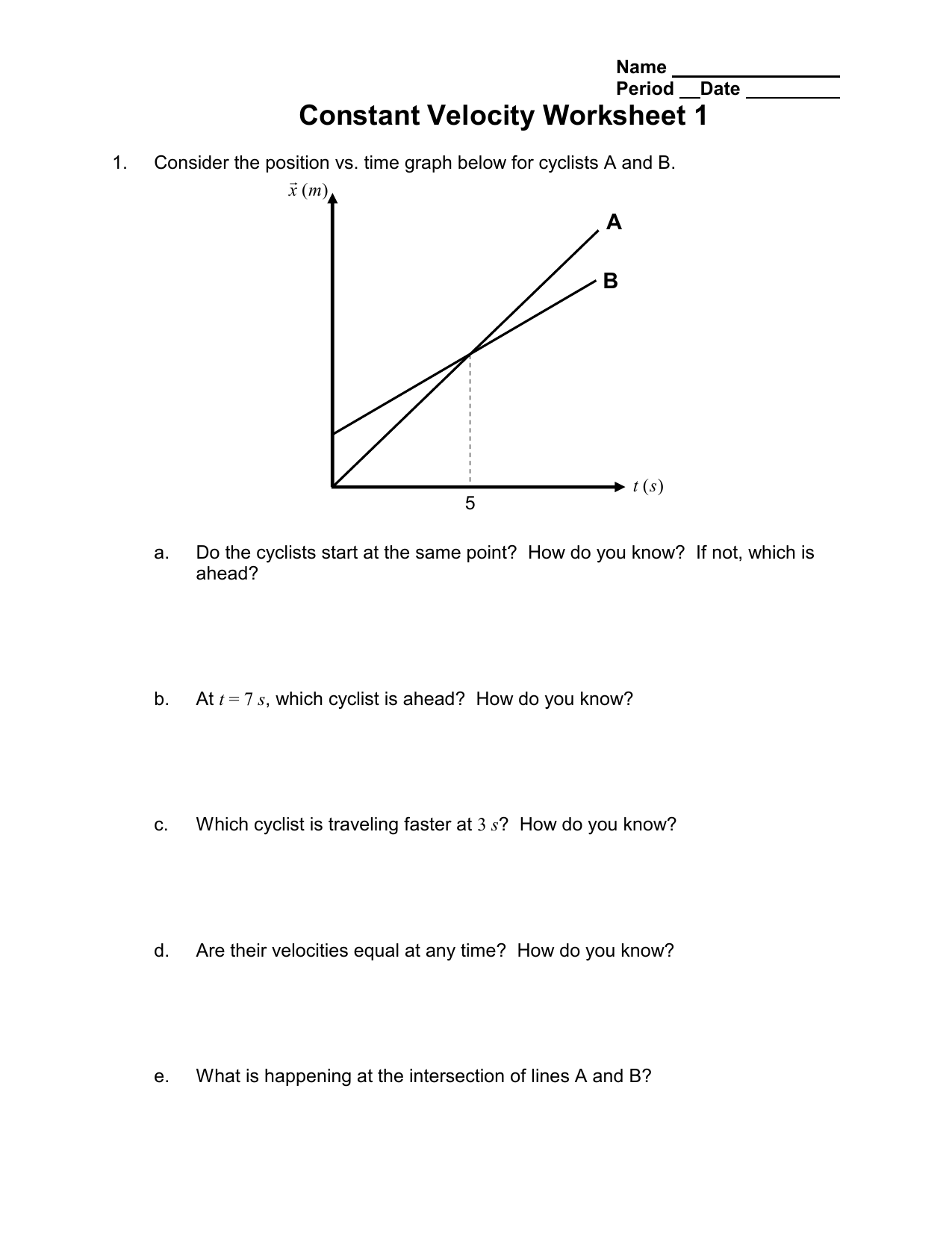 graphing motion worksheet 1 answers